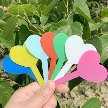 

100x Gardening Label Heart-shaped Plastic Plant Tags Waterproof Durable Flower Pot Inserted Land Card Thickened Flower Card