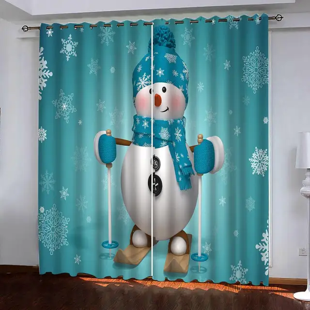 Christmas Curtain Santa Snowman Elk Digital Print Curtain