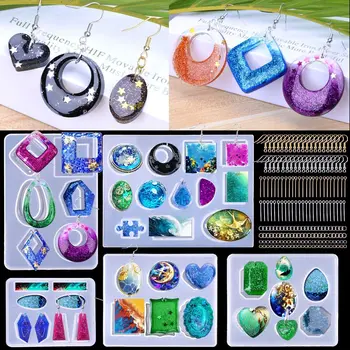 

195pcs Silicone Epoxy Resin Casting Earring Molds for DIY Resin Craft Jewelry Making Pendant Charms Studs (Resin Jewelry Molds)