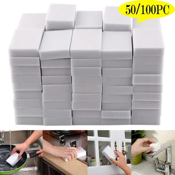 

100pcs/lot Magic Sponge Multi-functional Cleaning Eraser Melamine Sponge For Kitchen Bathroom Cleaning Accessories 100*60*20mm