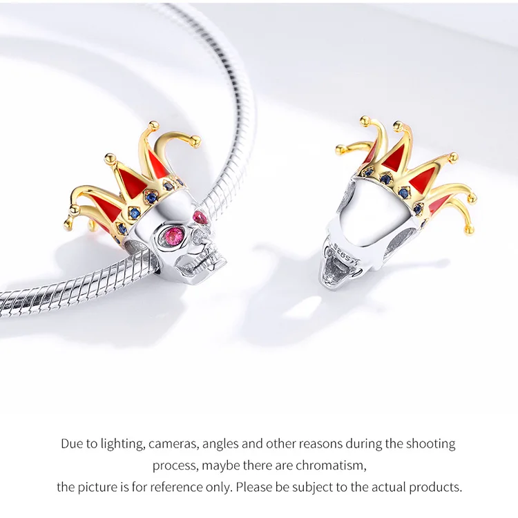 Womak fit Pandora браслет Шарм клоун на Хэллоуин бусины-черепа 925 стерлингового серебра женщина ожерелье кулон Роскошные ювелирные изделия подарок
