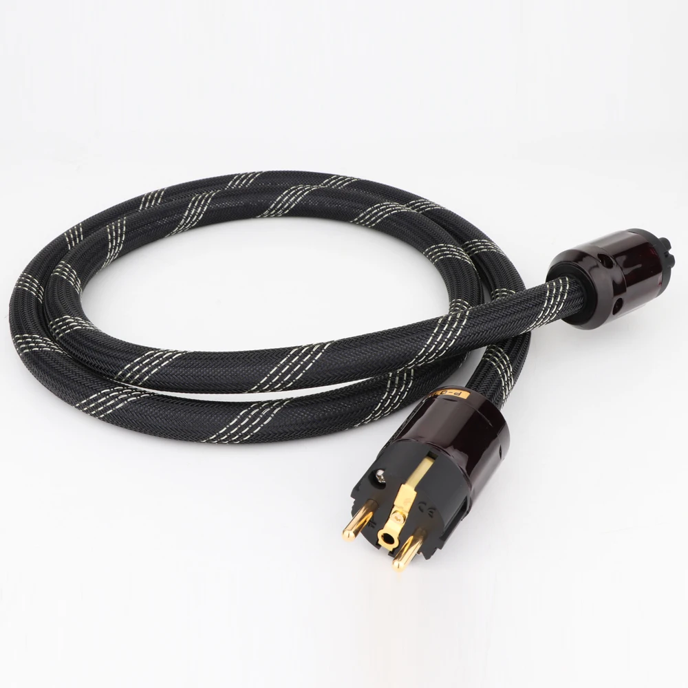 Hi-End Audio geflochtenes Netzkabel Netzkabel mit P-079E EU/US/AU-Stecker C15-Buchse – Detail 5