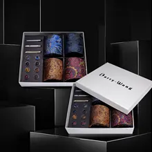 Мужские галстуки, золотые, оранжевые, с узором пейсли, шелковые мужские свадебные галстуки, Подарочная коробка для носовых платков, набор, мужские галстуки, 4 шт., для мужчин, подарок, Barry.Wang, BB4-04