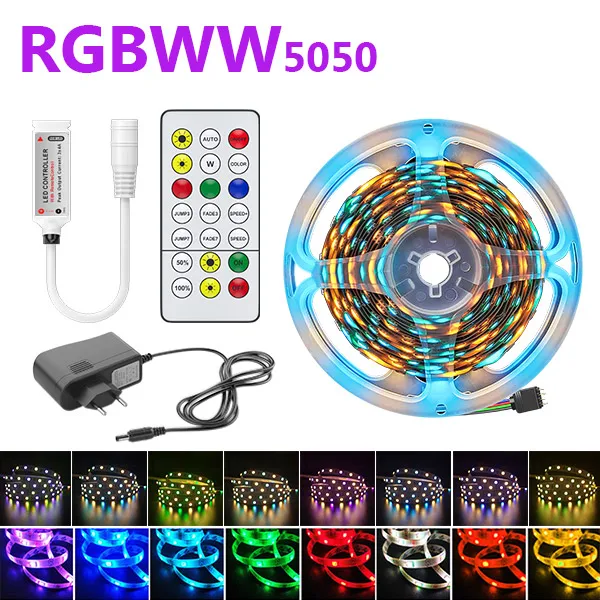 RGBWW Светодиодные ленты светильник SMD2835 5050 5 м 10 Водонепроницаемый цветная (RGB)