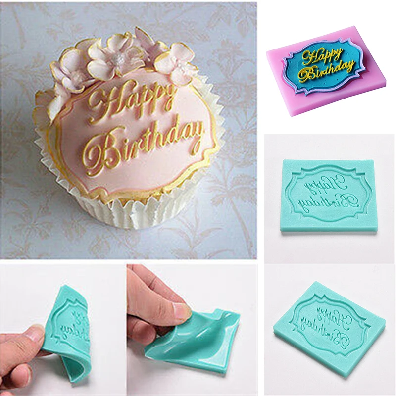 Happy Birthday Letter Form Mold DIY Cupcake Topper Fondant Cake Decorating Tools Candy Clay Chocolate Gumpaste Silicone mold | Дом и сад