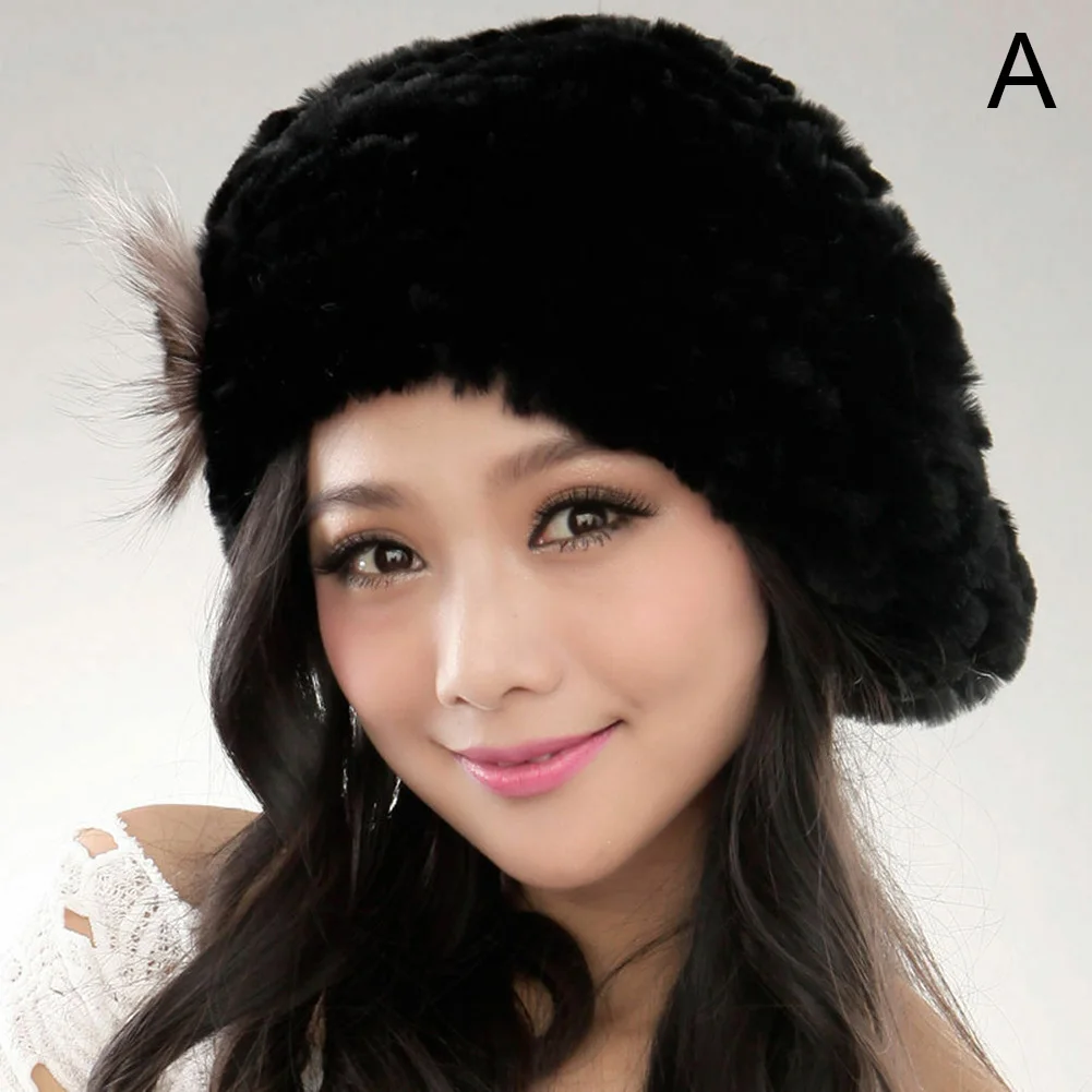 Зимний берет шапка из искусственного меха женские мягкие теплые шапки вязаные аксессуары удобные уличные ALS88 - Цвет: A