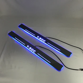

Acrylic door sill plate strip with led decorative welcome light moving door scuff for Volkswagen t-roc