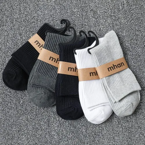 3color randomZ 3 пар/лот = 6 штук, Осень-зима, двойные иглы, вертикальные полоски, мужские носки, дикие однотонные носки, модные мужские хлопковые носки - Цвет: 3color randomZ