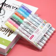 Двухстрочная ручка флуоресцентный маркер Marca Texto Escolar, цветная ручка для ручного счета, фэнтези, двойная строчка, ручка, ручная роспись, хайлайтер
