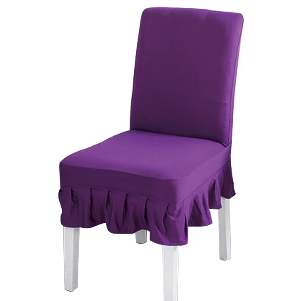 Purple red Сплошной цвет чехол для кресла спандекс эластичные Чехлы для стула Защитные чехлы для столовой для свадебного банкета, вечеринки в отеле - Цвет: Purple red