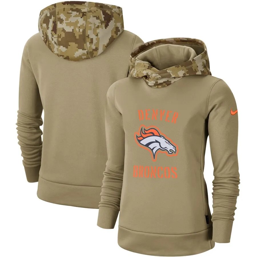 Denver Женская Молодежная Американская Футбольная Толстовка Broncos Салют для обслуживания Sideline Therma пуловер с капюшоном