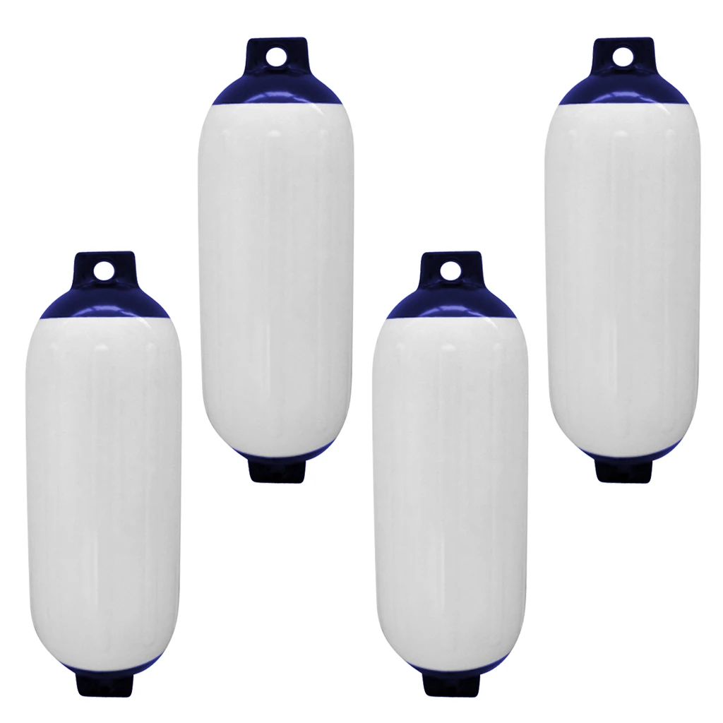 4Pcs Inflatable Boat Fender Cover, 4.5 x 15.5 inch, PVC Bumper Dock Shield Protection White&Blue