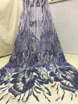 

High Quality French Nigerian Sequins Net Lace,lake blue 2020 African Tulle Mesh Sequence Lace Fabric For Party Dress 5 Yards/lot