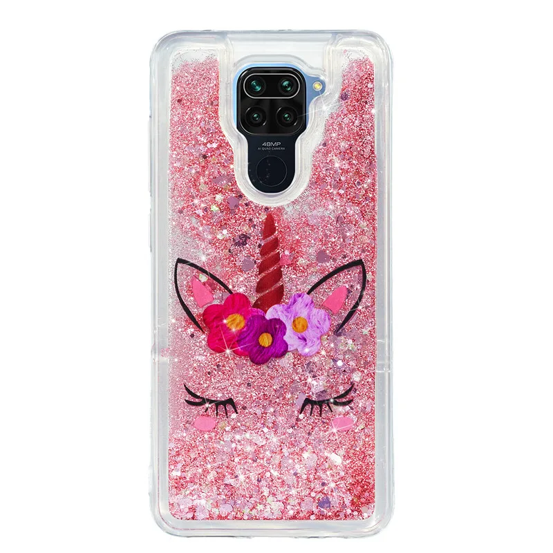 Redmi Note 9 Soft Case on For Funda Xiaomi Redmi Note 9 Case Xiomi Redmi Note 9 Cover Dynamic Liquid Glitter Phone Cases Etui xiaomi leather case case Cases For Xiaomi