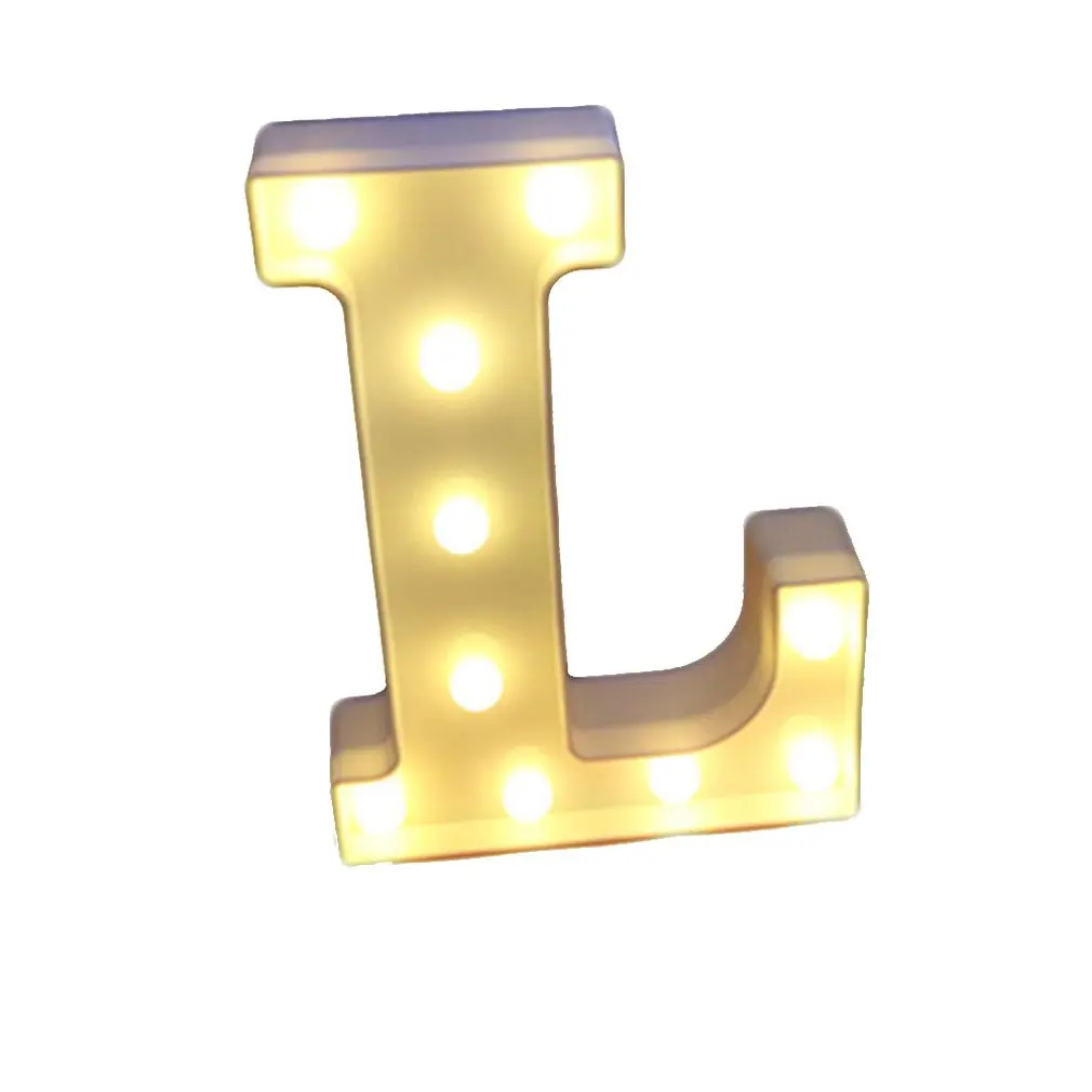 Creative 26 English Alphanumeric Led Lights Plastic Decorative Modeling Lights Wedding Birthday Love Luminous Night Light 1