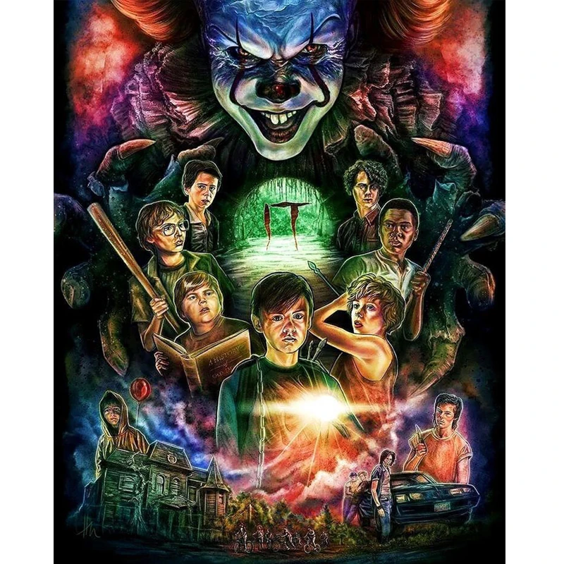 

5D DIY Diamond Painting Horror Movie Poster Diamond Embroidery Full Square Mosaic Wall Art Picture Home Decoration Kids Gift