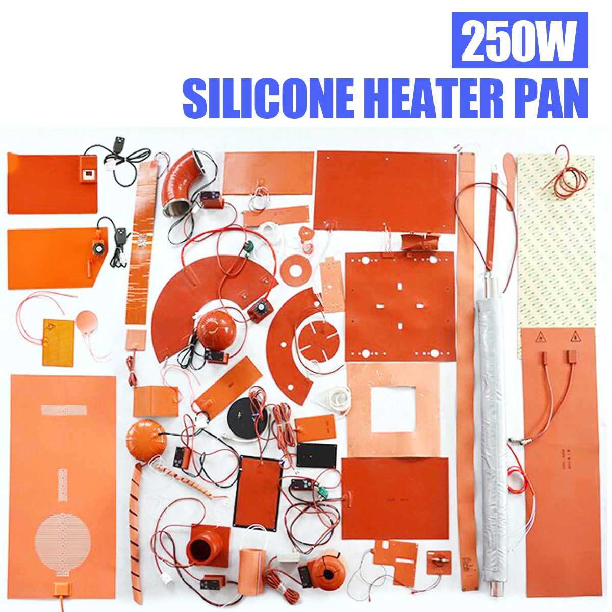 

250W 9x13cm Silicone Heated Mat Heating Pad Engine Oil Tank Waterproof Heating Mat for Warming Accessories