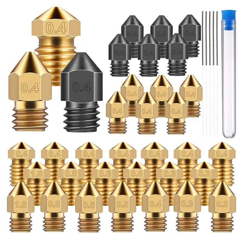 3D Printer Nozzle Set MK8 Hardened Steel Brass with Cleaning Needle Multi-Size Suitable for Makerbot Ender 3 | Компьютеры и офис