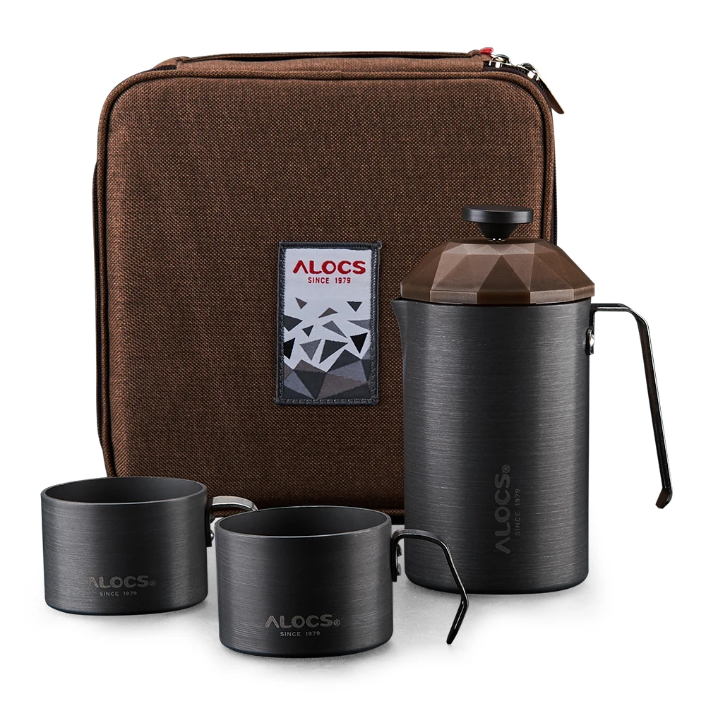 

Outdoor Aluminum Alloy Coffee Maker Combo with Cups 600ml Travelling Coffee Pot 160ml Coffee Cups Portable Low-profile Teapot