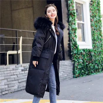 

Korean Down Jacket Women Thick Long Coat Big Fur Collar Jackets for Women Winter 2020 Womens Coats Chaqueta Mujer KJ404