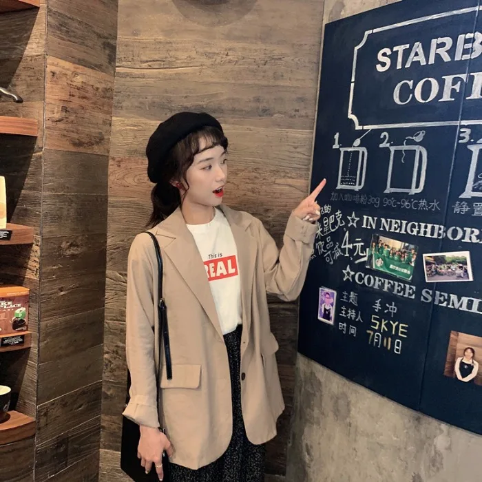 

WOMEN'S Dress 2019 Summer New Style Sense of Design Small Numerous Net Red Long Sleeve Suit Jacket Elegant Casual Loose-Fit on C