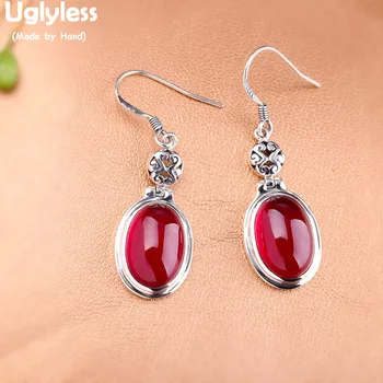 

Uglyless Water Drop Corundum Earrings for Women Real 925 Sterling Silver Flower Earrings HOT PINK Gemstones Fine Jewelry E1546