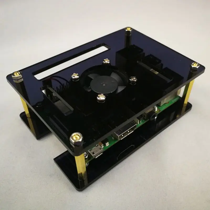 GT3A Acrylic Case Protective Shell with Cooling Fan Screwdriver for Raspberry Pi 4 Model B/3B+/3B/2B Accessories