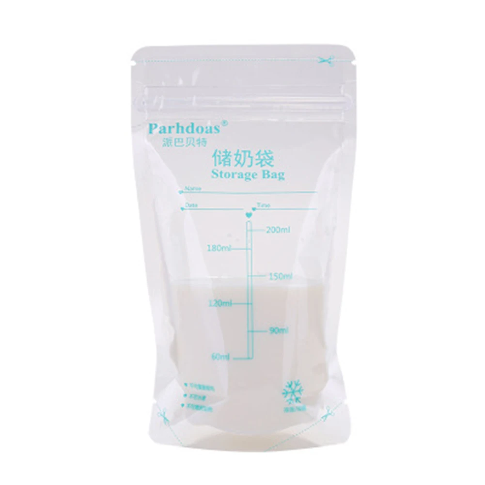 

10PCS Breastmilk Storage Bags 200ml Self-Standing Breastfeeding Freezer Container with Leakproof Zipper Seal BPA Free