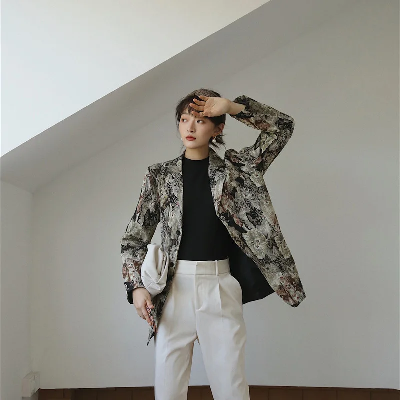 

Small Design Retro Japanese-style Loose Casual Cat Slave Suit Jacket Padded Women's 19 Spring And Autumn