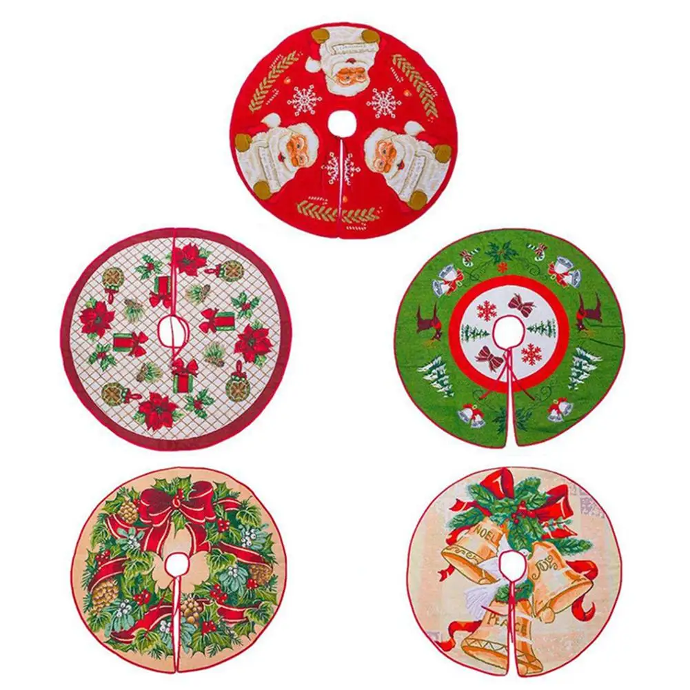 

Cotton Christmas Tree Skirt Printed Tree Skirt For Christmas Decorations 100cm christmas decorations for home
