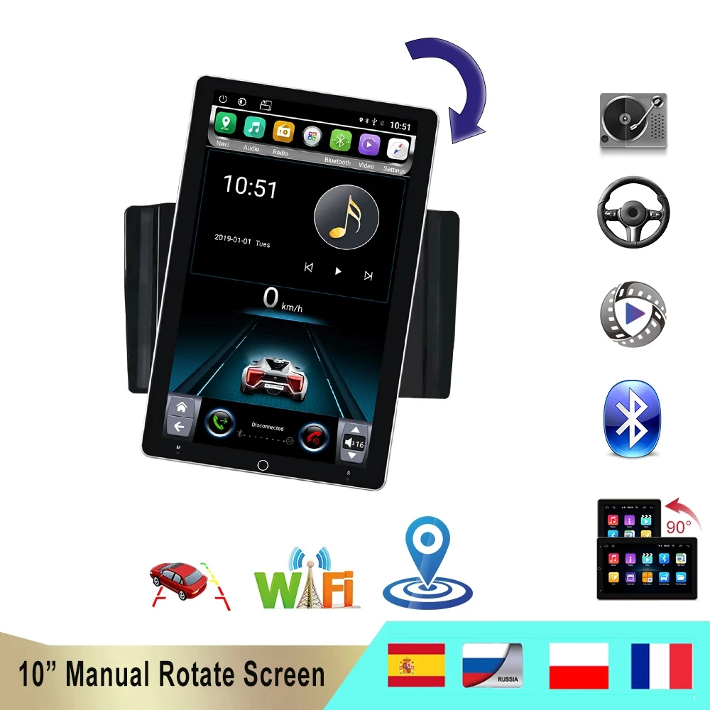 Автомобильный мультимедийный плеер mp5 10 1 дюйма Android WIFI Gps Bluetooth-навигация стерео