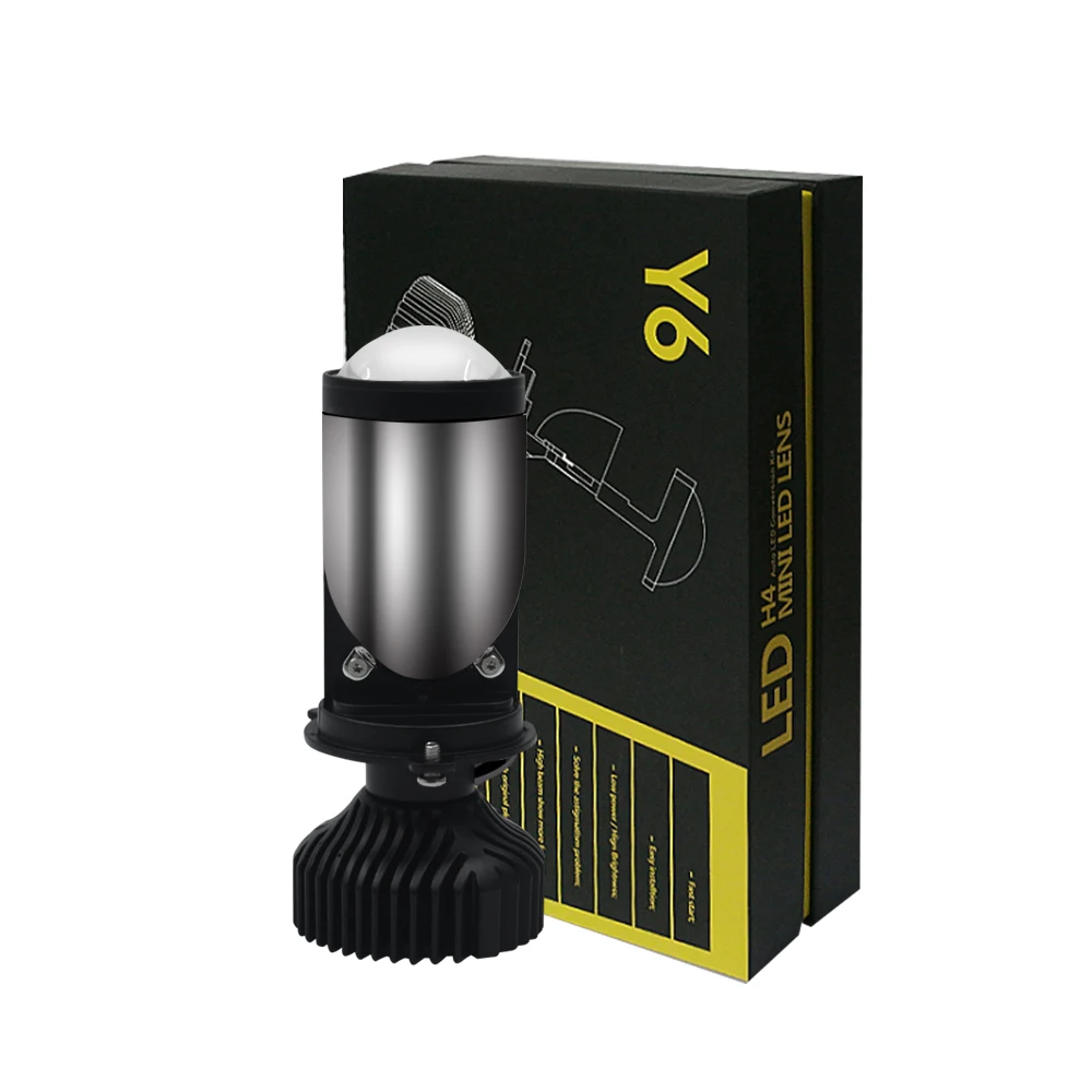 US $62.98 Y6d H4led Headlight Led DoubleMercerized Cotton Lens Far and near Modification Motorcycle Headlight Spotlight 2PCs