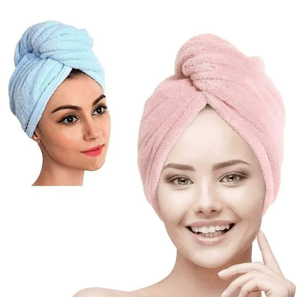 2PC Quick Dry Hair Drying Cap Wiping Hair Toiletries Fiber Hair Towels