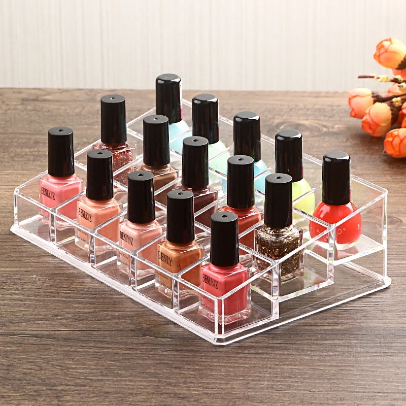 

Nail Polish Organizer Nail Shop Thicken Display Stand Transparent Acrylic Large Plaid Lipstick Nail Polish Stand Storage Box