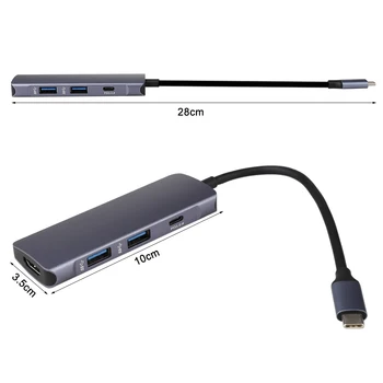 

Usb Hub Type C To Usb3.0 Hdmi Type-C Multi-Port Pd Hub For Macbook Pro Accessories Type C Charging Splitter port 2 Usb 3.0 Ports