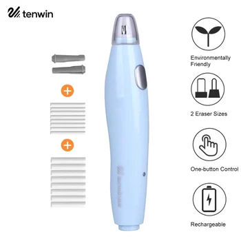tenwin Kit gomma elettrica con 16 ricariche di gomma Gomma da matita ricaricabile Forniture di cancelleria regalo con controllo a un pulsante