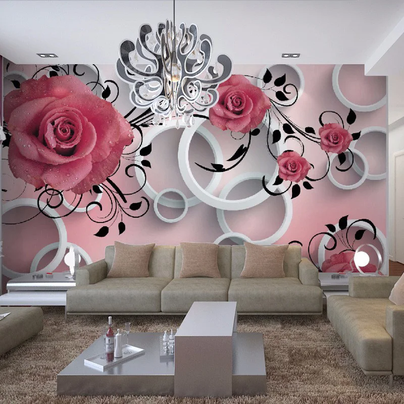 Photo-Wallpaper-3D-Stereo-Relief-Flower-Circle-Modern-Simple-Mural-Dining-Room-Living-Room-Sofa-TV