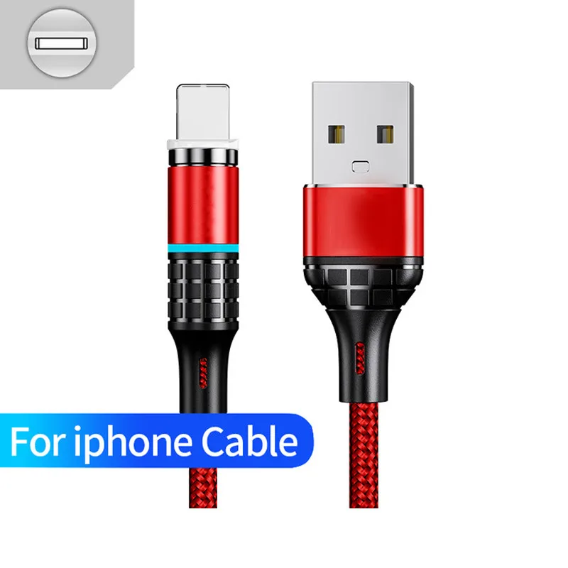 Магнитный кабель 3A светодиодный светильник quick charge 3,0 Micro USB зарядное устройство Тип C Быстрая зарядка магнит смартфон Универсальный кабель 1 м - Цвет: Red For Iphone
