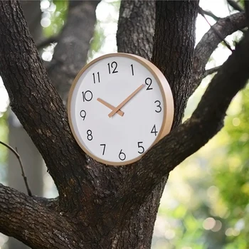 

Wall Clock Wood 12 Inch Silent Large Wood Wall Clocks Digital Wall Clock Non Ticking for Night Table Kitchen Office Vintage Home