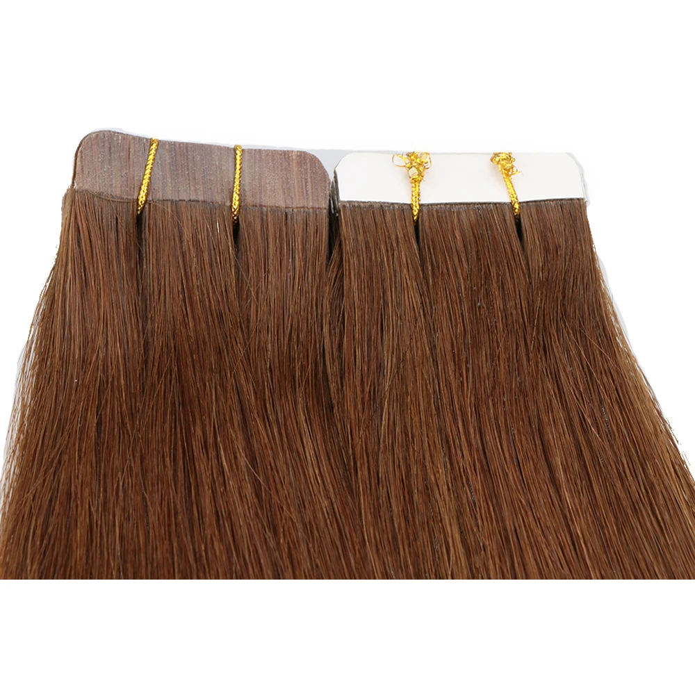Toysww Tape In Human Hair Extensions Straight 4# Brown Tape In Extensions 40pcs Remy Tape In Hair Extensions Salon Style (2)