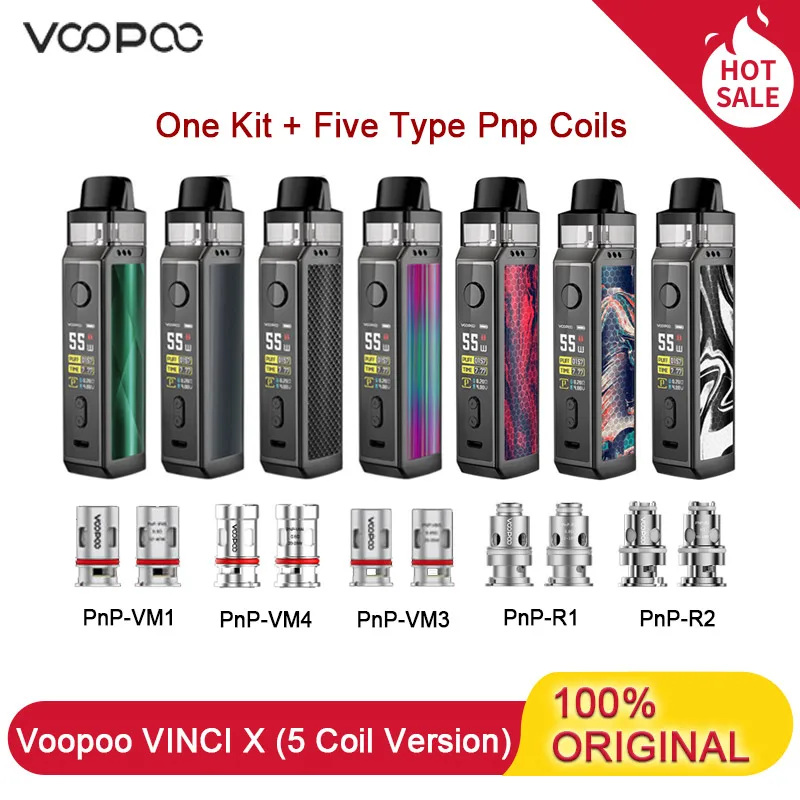 Voopoo Vinci X Mod Pod Vape Kit одна батарея 18650 70 Вт включает 5 катушек PnP картридж с