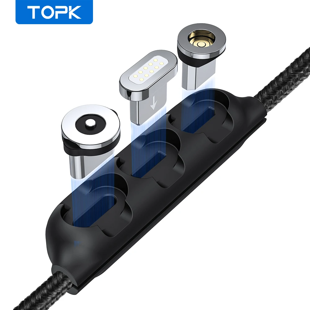 Купить Универсальный Магнитный кабель TOPK чехол с разъемами Micro USB Type C портативный бокс | Кабели для мобильных телефонов (4000966103228)