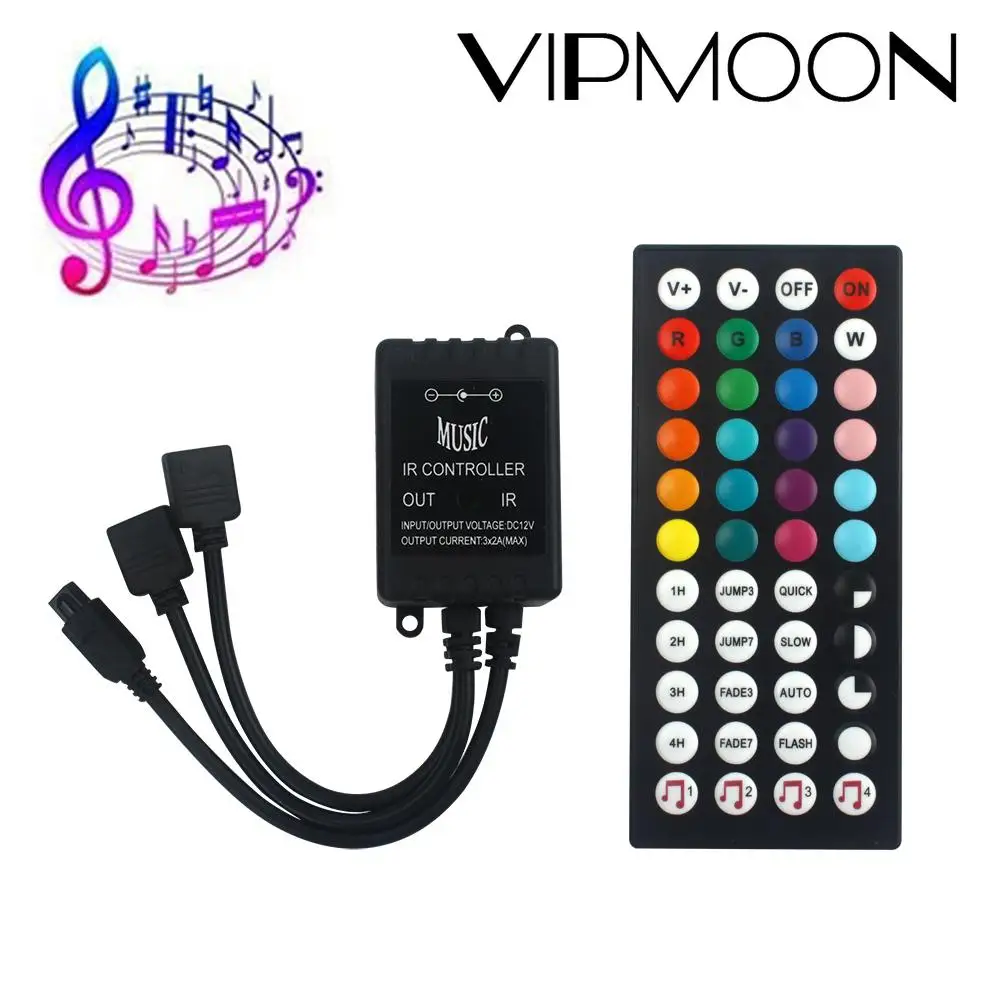 Infrared Music LED Controller 44 keys IR Remote Controller Sound Sensor