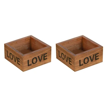 

2x Rectangle Wooden Planter Box Garden Yard Flower Succulent Container Planting 10*10*5cm Wood Succulents Boxes