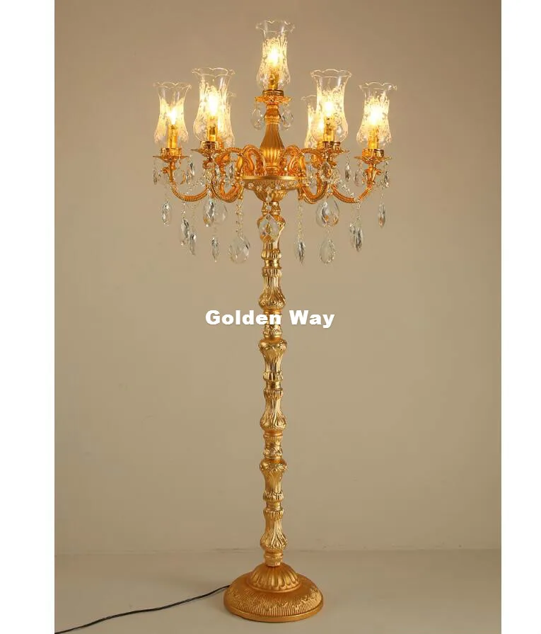 황금 크리스탈 플로어 램프, 플로어 스탠드 전등 크리스털 스탠딩 램프 D60cm H160cm LED 고품질 홈 인테리어 조명