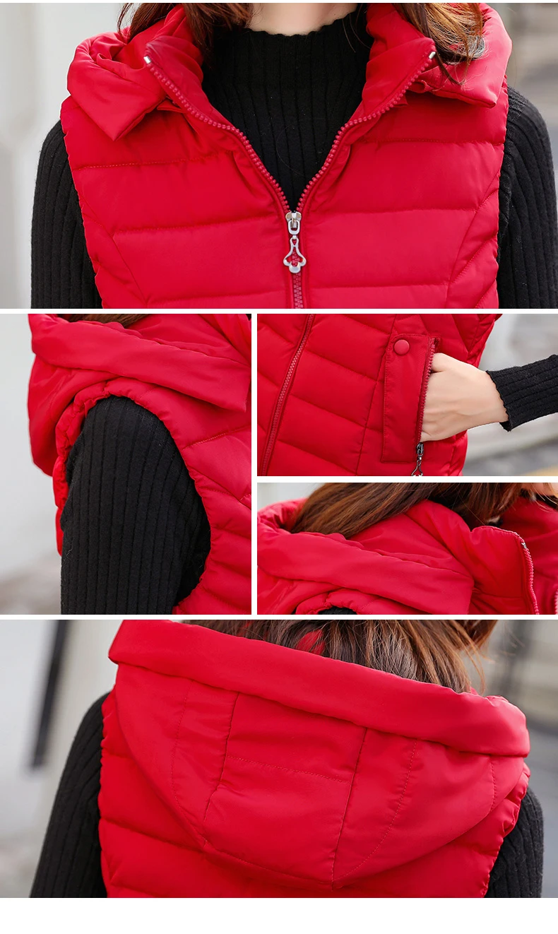 Orwindny теплый зимний жилет с капюшоном женский красный длинный жилет для девочек оверсайз 4XL 4XL жилет без рукавов пальто женские жилеты на молнии