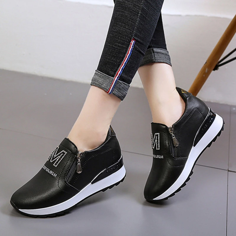 Zapatos informales mujer, mocasines con cremallera zapatillas de plataforma, zapatos Oxford, zapatillas mujer con cuña, zapatos sin cordones para alpargatas de mujer N7859|Zapatos vulcanizados de mujer| - AliExpress