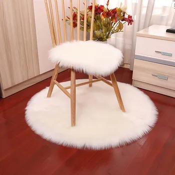 

Soft Faux Fur Wool Living Room Sofa Carpet Plush Bedroom Mat Xmas Door Window Round Computer Chair Rug