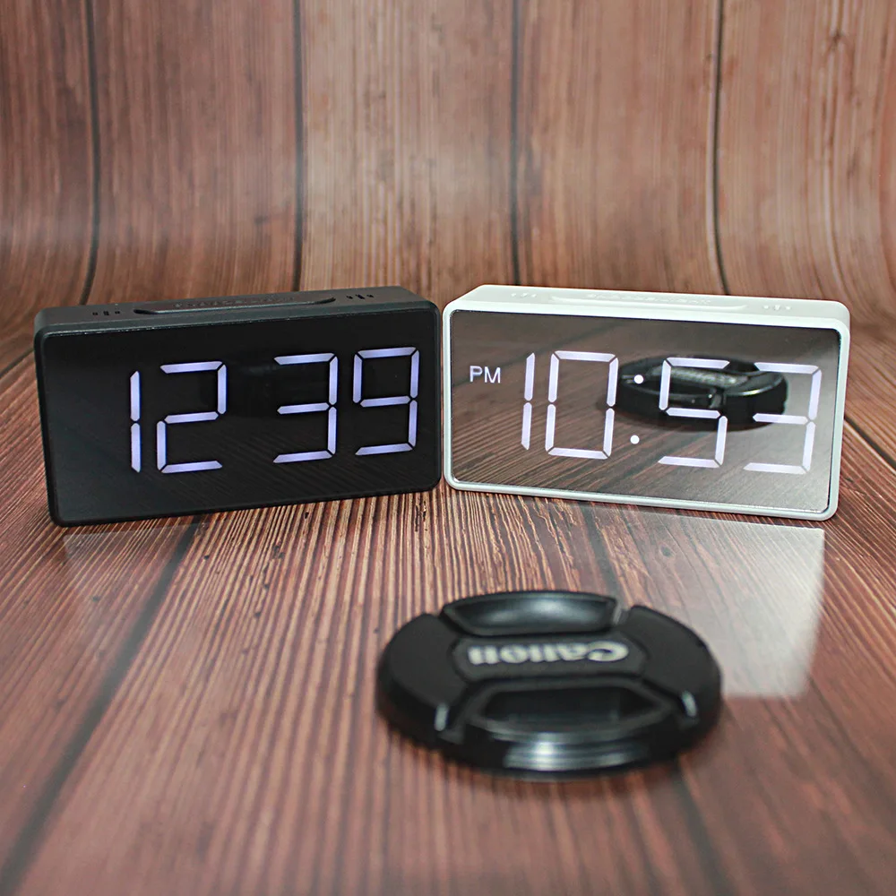 USB/батарея цифровые светодиодные часы Повтор Будильник с зеркалом Отображение температуры времени товары для домашнего сада