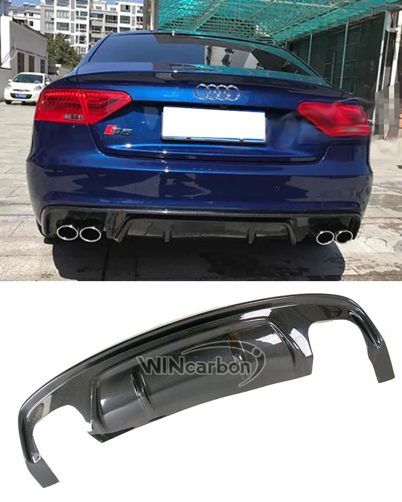 RS style Real Carbon fiber rear bumper diffuser for audi a5 s5 2012